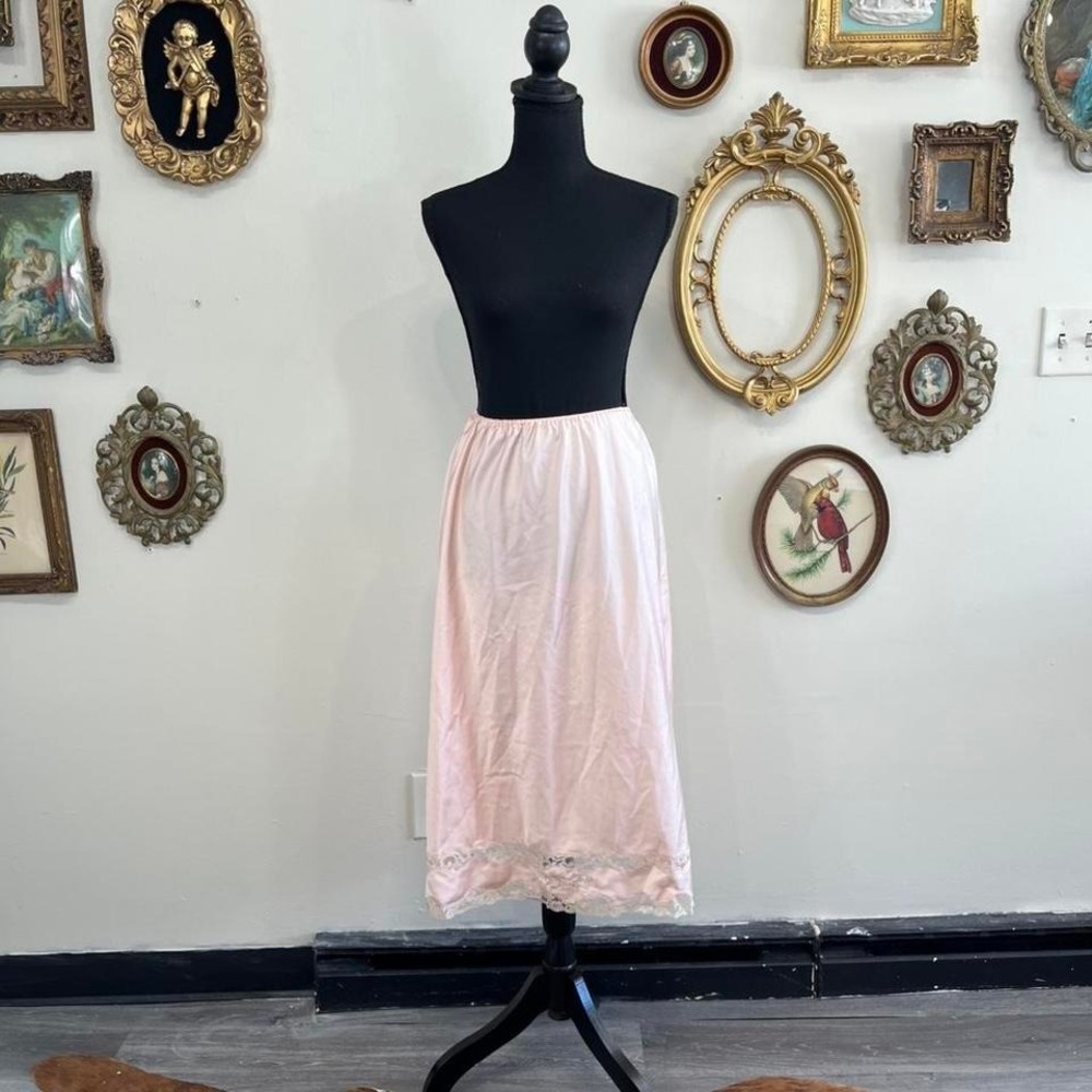 Vintage Eve Stillman for Fifth Avenue Pink Slip Skirt Satin Lace Lingerie Skirt